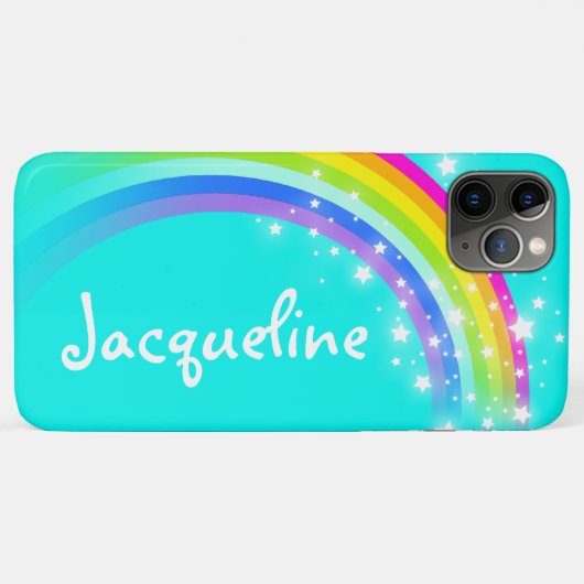 10 letters: regenboogaqua iphone case (Achterkant (horizontaal))
