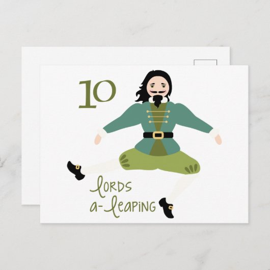 10 lords A-Leaping Briefkaart (Voorkant / Achterkant)