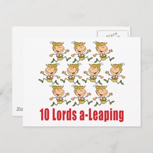 10 Lords a-Leaping Briefkaart (Voorkant / Achterkant)