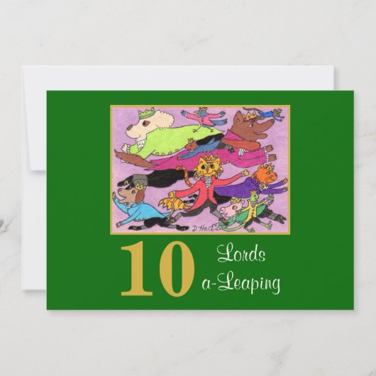 10 Lords a Leaping Cute Animals Custom Kerstmis Feestdagenkaart (Voorkant)