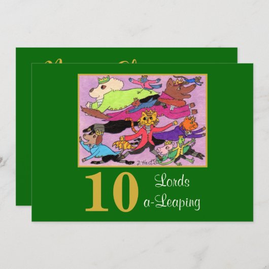 10 Lords a Leaping Cute Animals Custom Kerstmis Feestdagenkaart (Voorkant / Achterkant)