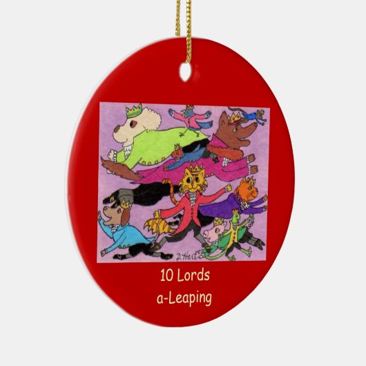 10 Lords a Leaping Keramisch Ornament (Rechts)