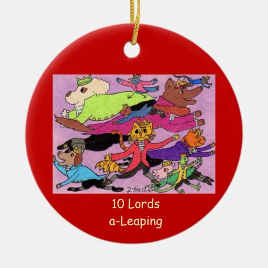 10 Lords a Leaping Keramisch Ornament (Voorkant)