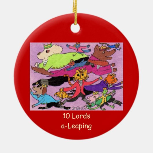 10 Lords a Leaping Keramisch Ornament (Achterkant)