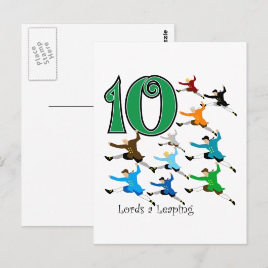 10 Lords Leaping Briefkaart (Voorkant / Achterkant)