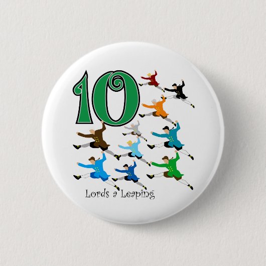 10 Lords Leaping Ronde Button 5,7 Cm (Voorkant)