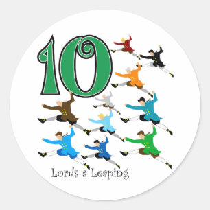 10 Lords Leaping Ronde Sticker