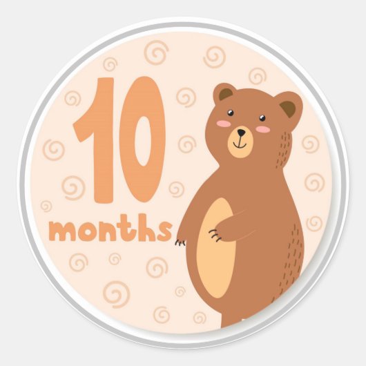 10 maanden Baby Milestone Classic Round Sticker (Voorkant)
