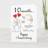 10 maanden Jubileum Kaart met rode hartballonnen (Voorkant)
