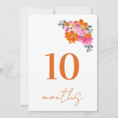 10 Maanden Oud Roze & Oranje Baby Milestone Kaart (Voorkant)