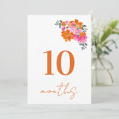 10 Maanden Oude Roze & Oranje Baby Mijlpalenkaart Kaart (Staand voorkant)
