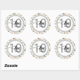 10-maands Mijlsteen Baby en ballonnen Ronde Sticker
