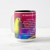 10 mantra's voor rust artistieke waterval vogels m tweekleurige koffiemok (Voorkant links)