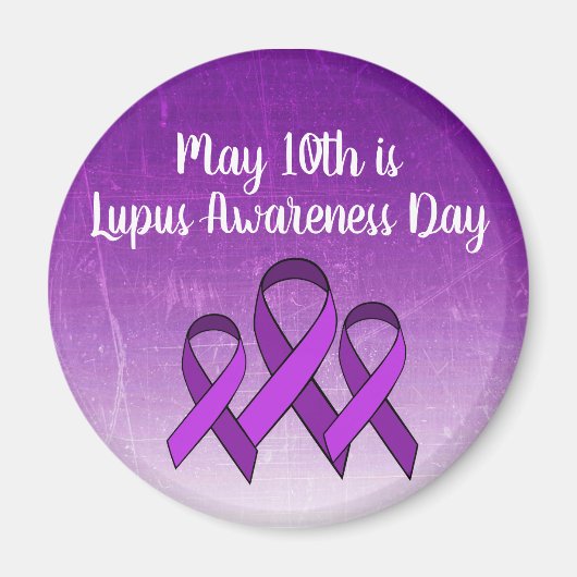 10 mei is Lupus Awareness Day Paarse lint Magneet (Voorkant)