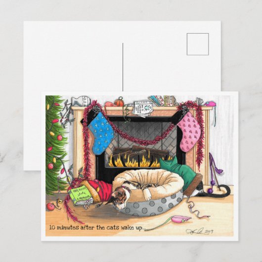 10 minuten nadat de katten wakker zijn geworden briefkaart (Voorkant / Achterkant)
