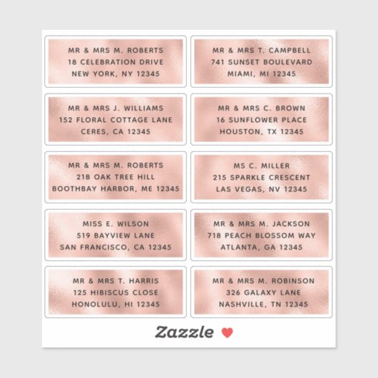 10 Naam individuele gast Adres Partij Wedding Sti Sticker (Vel)