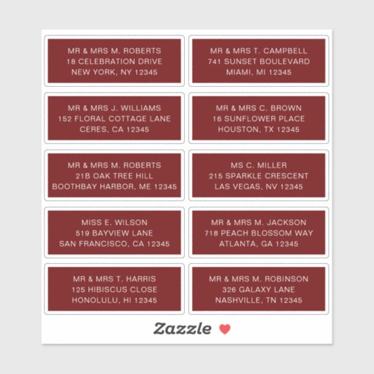 10 Naam individuele gast Adres Partij Wedding Sti Sticker (Vel)