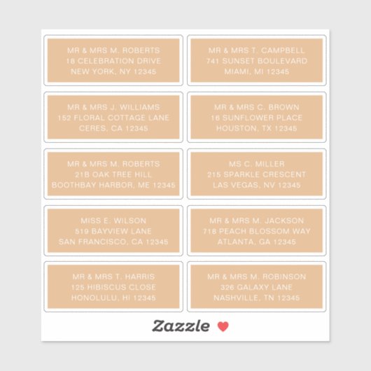 10 Naam individuele gast Adres Partij Wedding Sti Sticker (Vel)