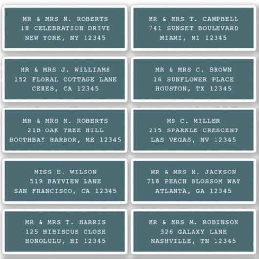 10 Naam persoonlijke gast Adres Weddenschap partij Sticker (Voorkant)