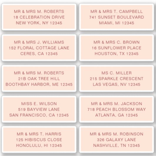 10 Naam persoonlijke gast Adres Weddenschap partij Sticker (Voorkant)