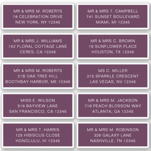 10 Naam persoonlijke gast Adres Weddenschap partij Sticker (Voorkant)