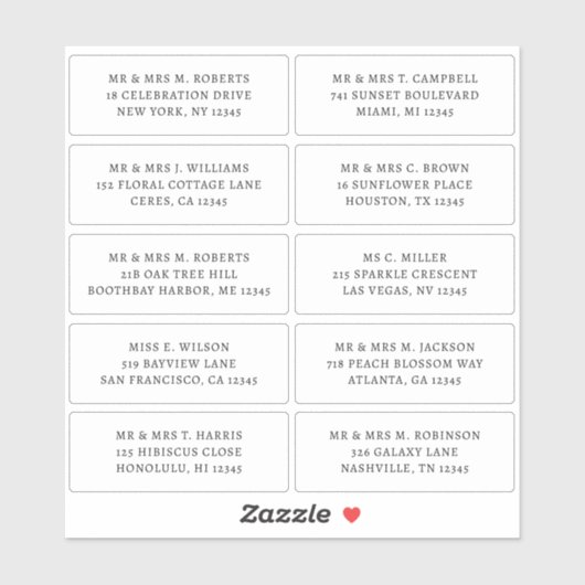 10 Naam persoonlijke gast Adres Weddenschap partij Sticker (Vel)