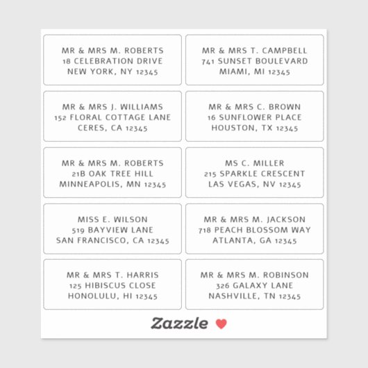 10 Naam persoonlijke gast Adres Weddenschap partij Sticker (Vel)