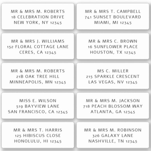 10 Naam persoonlijke gast Adres Weddenschap partij Sticker (Voorkant)