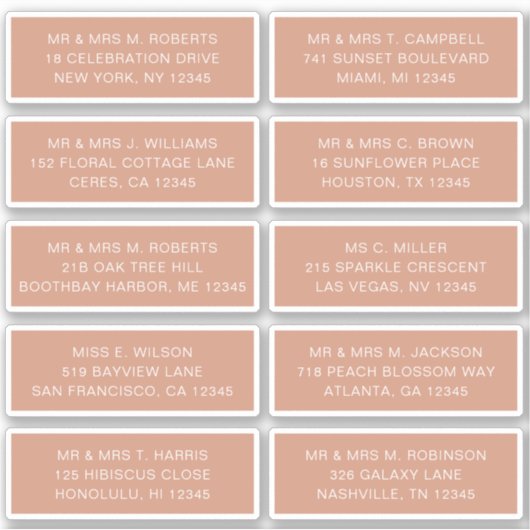 10 Naam persoonlijke gast Adres Weddenschap partij Sticker (Voorkant)