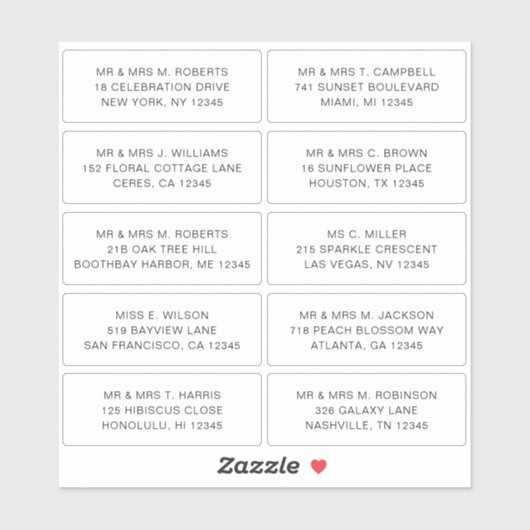 10 Naam persoonlijke gast Adres Weddenschap partij Sticker (Vel)