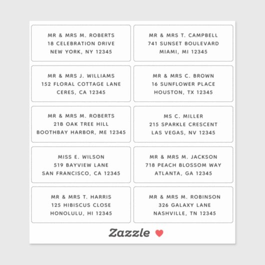 10 Naam persoonlijke gast Adres Weddenschap partij Sticker (Vel)