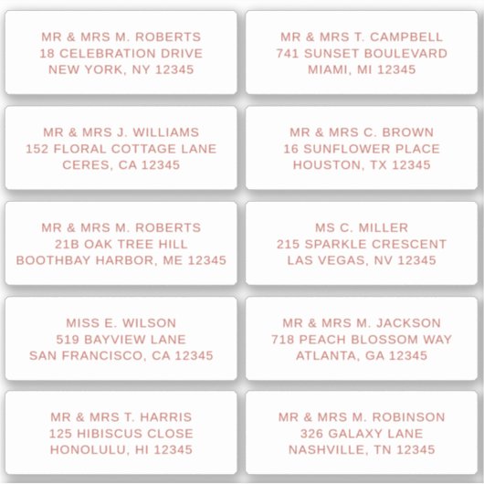 10 Naam persoonlijke gast Adres Weddenschap partij Sticker (Voorkant)