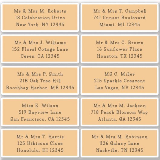 10 Naam persoonlijke gast Adres Weddenschap partij Sticker (Voorkant)