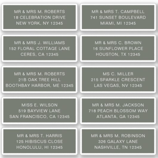 10 Naam persoonlijke gast Adres Weddenschap partij Sticker (Voorkant)