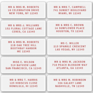 10 Naam persoonlijke gast Adres Weddenschap partij Sticker