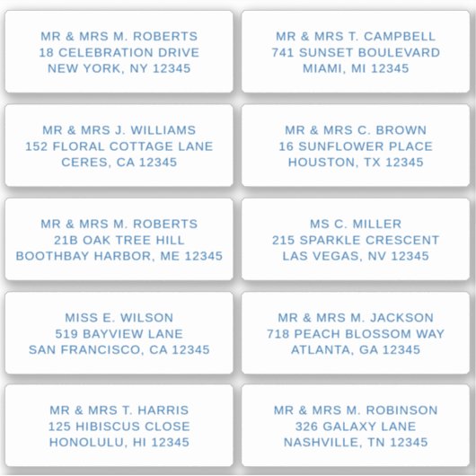 10 Naam persoonlijke gast Adres Weddenschap partij Sticker (Voorkant)