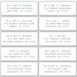 10 Naam persoonlijke gast Adres Weddenschap partij Sticker<br><div class="desc">10 Individuele Gast Naam Adres Partij Bruiloft Blauw Script Stickers beschikt over 10 stickers met uw individuele gast naam en adres op elke sticker in blauw script op een witte achtergrond. Ook ideaal voor Kerst- en Vakantiekaarten, verjaardagsfeestuitnodigingen, huwelijksuitnodigingen, baby showers, vrijgezellenfeesten, bedankkaarten en kantoor mail outs. Bewerk de tekst in...</div>