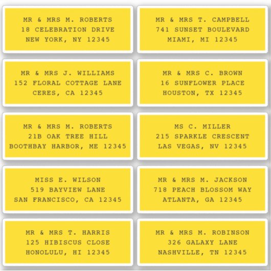 10 Naam persoonlijke gast Adres Weddenschap partij Sticker (Voorkant)