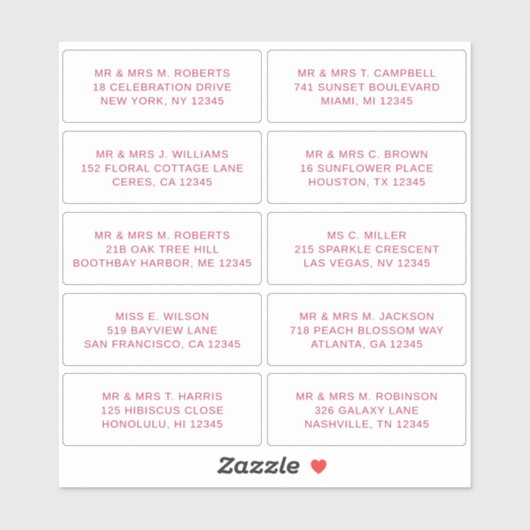 10 Naam persoonlijke gast Adres Weddenschap partij Sticker (Vel)