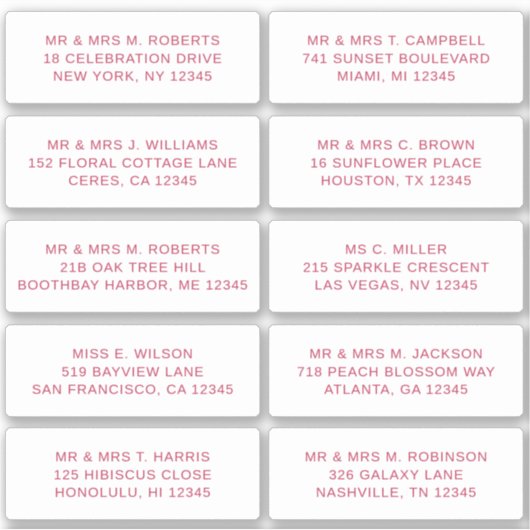 10 Naam persoonlijke gast Adres Weddenschap partij Sticker (Voorkant)