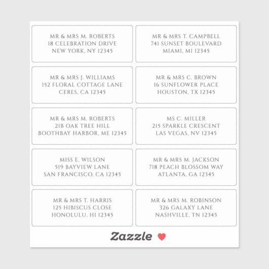 10 Naam persoonlijke gast Adres Weddenschap partij Sticker (Vel)