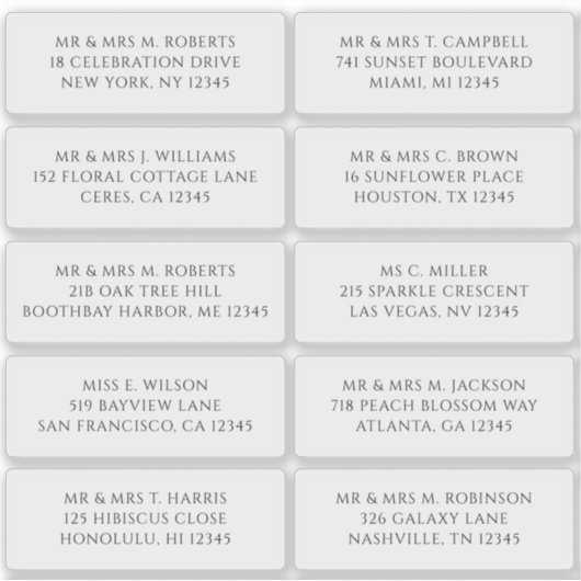 10 Naam persoonlijke gast Adres Weddenschap partij Sticker (Voorkant)