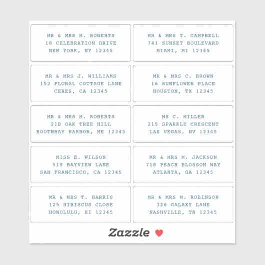 10 Naam persoonlijke gast Adres Weddenschap partij Sticker (Vel)