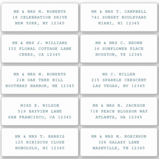 10 Naam persoonlijke gast Adres Weddenschap partij Sticker (Voorkant)