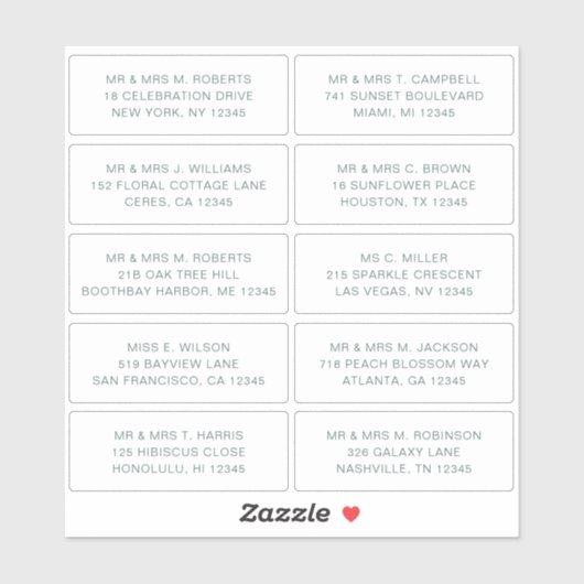 10 Naam persoonlijke gast Adres Weddenschap partij Sticker (Vel)