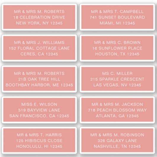 10 Naam persoonlijke gast Adres Weddenschap partij Sticker (Voorkant)