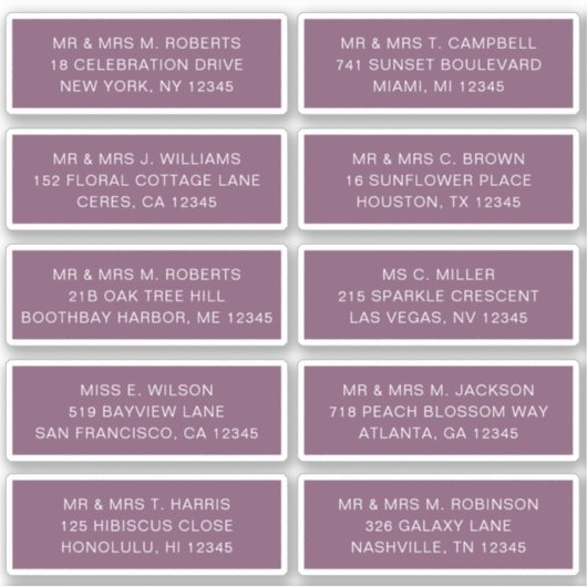 10 Naam persoonlijke gast Adres Weddenschap partij Sticker (Voorkant)