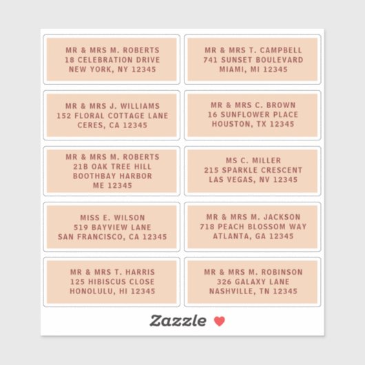 10 Naam persoonlijke gast Adres Weddenschap partij Sticker (Vel)