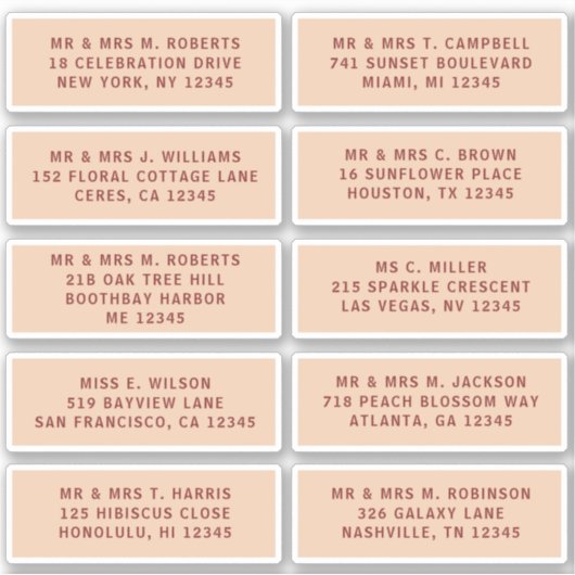 10 Naam persoonlijke gast Adres Weddenschap partij Sticker (Voorkant)