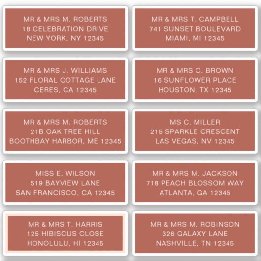 10 Naam persoonlijke gast Adres Weddenschap partij Sticker (Voorkant)